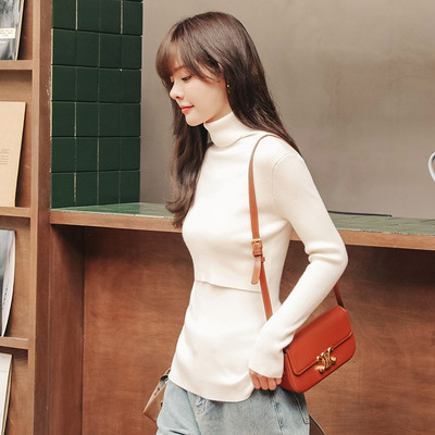 Bluza casual de dama pentru gravide cu guler inalt