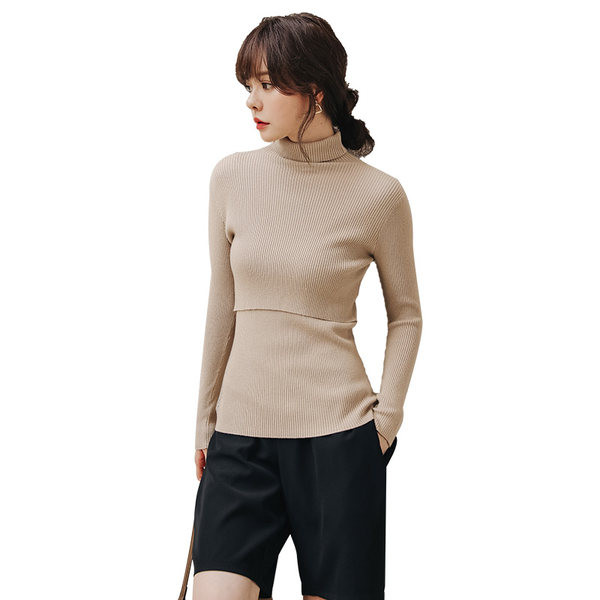 Bluza casual de dama pentru gravide cu guler inalt