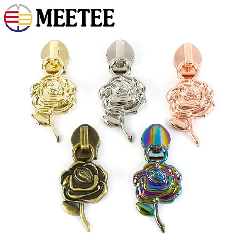 10 buc 5 # glisor cu fermoar trandafir pentru fermoar din nailon Decor pentru cap Kit de reparare cu fermoar pentru geanta haine jacheta haina bricolaj accesorii de cusut