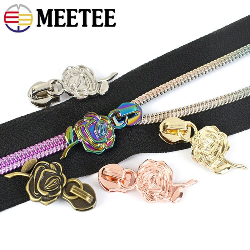 10 buc 5 # glisor cu fermoar trandafir pentru fermoar din nailon Decor pentru cap Kit de reparare cu fermoar pentru geanta haine jacheta haina bricolaj accesorii de cusut
