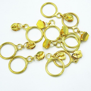 Χρυσό ασημί χρώμα 20 τμχ 5# Nylon κύκλος με φερμουάρ Εξολκέα Αξεσουάρ ρούχων Αποσκευές από κράμα ψευδαργύρου και εξολκέα υφασμάτων σπιτιού