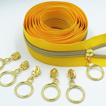 Χρυσό ασημί χρώμα 20 τμχ 5# Nylon κύκλος με φερμουάρ Εξολκέα Αξεσουάρ ρούχων Αποσκευές από κράμα ψευδαργύρου και εξολκέα υφασμάτων σπιτιού