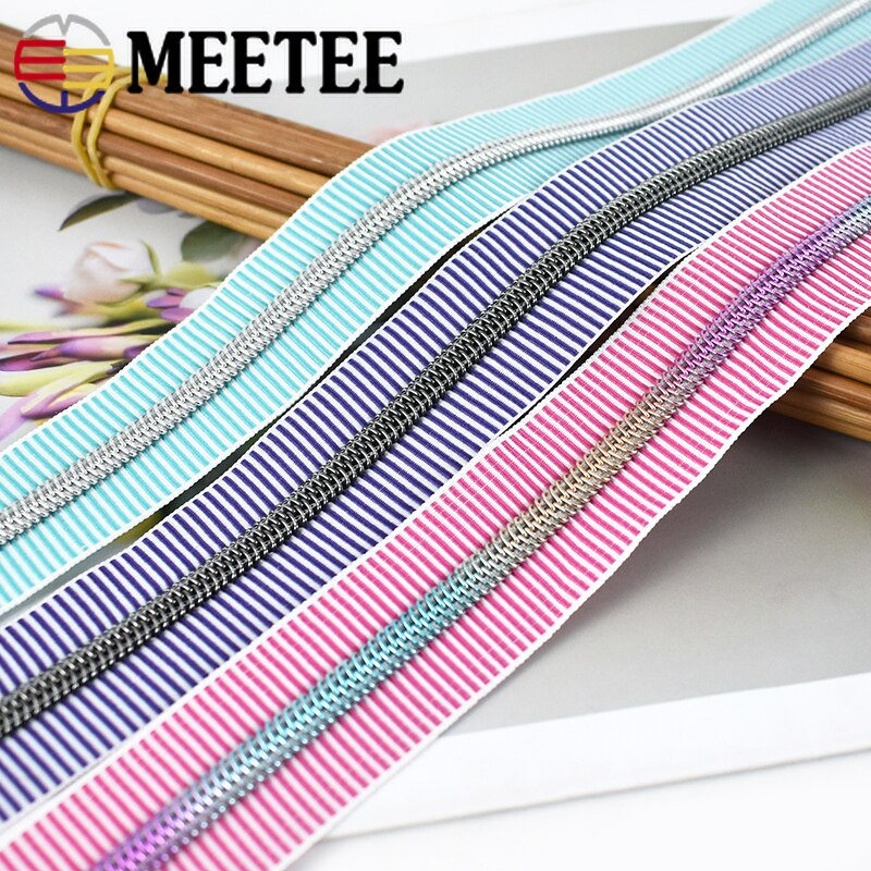 2/4/10 meetrit 5# nailonist tõmblukuga teibid Triibulised dekoratiivsed tõmblukud koti jaoks seljakoti riided, pagas, isetegemine rõivaste õmblustarvikud