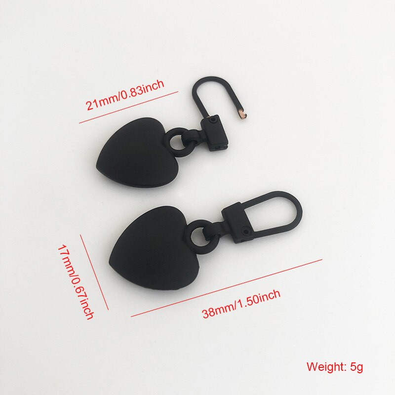 2 ks kovových odnímateľných zipov v tvare srdca, náhradný sťahovák zipsu, okamžitý zips, DIY hlava zipsu