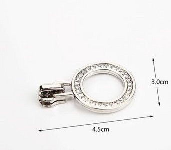 5# Kovové nylonové zipsové doplnky Lesklé okrúhle krúžky Diamantové sťahováky Posuvníky Oprava zipsu Výmena DIY Dizajn Šitie oblečenie