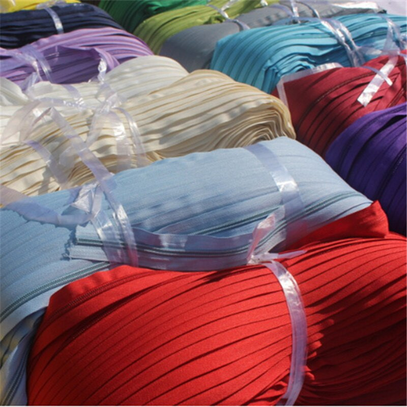 5# Farebný nylonový zips DIY Ručne vyrobená taška Moskytiéra Poťah na pohovku Vankúš zips 20 metrov zips darček 20 ks sťahovák zipsu