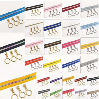 1/2/3/5/8/10 μέτρα 5# Golden Silver Tooth Zippers Rolls with 2/4/6/10/16/20 Pieces Zipper Slider for Tailor Rapping Accessories