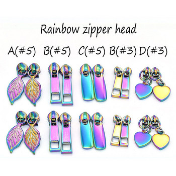 Μέγεθος 3/5 Rainbow Zipper #3/5 Pendant Zipper Head Zipper Puller Alloy Zipper Fastener Slider for Zip head Τσάντες τσάντες κατασκευής