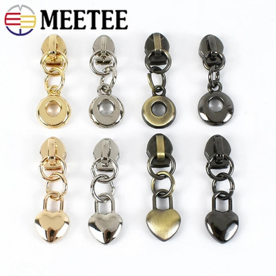 Meetee 50Pcs 3# συρόμενες φερμουάρ για νάιλον φερμουάρ Κρεμαστό φερμουάρ καρδιάς Εξολκέα Τσάντα κεφαλής Επισκευή φερμουάρ Κιτ συρόμενου συρταριού DIY Αξεσουάρ ραπτικής