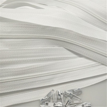 3/5/10 μέτρα Λευκό φερμουάρ χύμα #3 Πάπλωμα φερμουάρ Νάιλον φερμουάρ για ράψιμο χονδρικής Double Sliders Closed End DIY Sewing Craft