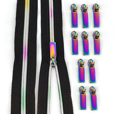 5 meetrit 5# nailonist tõmblukkude teip vikerkaare tõmblukuga tõmblukuga liugurkott jakk Riided Dekoratiivne tõmbluku paranduskomplekt Õmblustarvikud