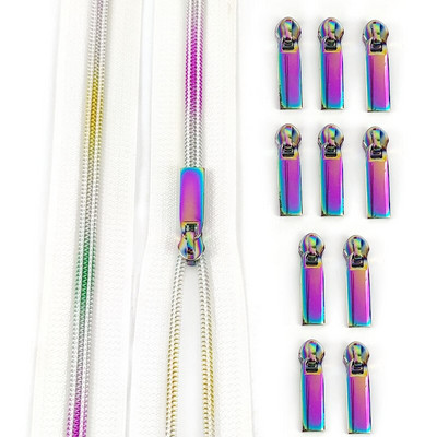 5 meetrit 5# nailonist tõmblukkude teip vikerkaare tõmblukuga tõmblukuga liugurkott jakk Riided Dekoratiivne tõmbluku paranduskomplekt Õmblustarvikud