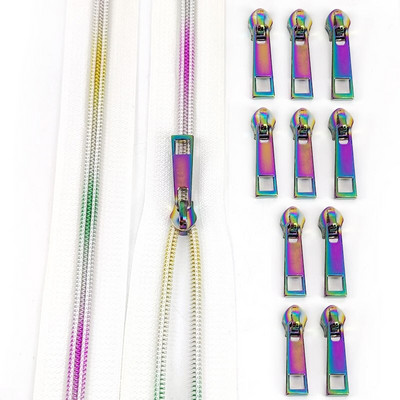 5 meetrit 5# nailonist tõmblukkude teip vikerkaare tõmblukuga tõmblukuga liugurkott jakk Riided Dekoratiivne tõmbluku paranduskomplekt Õmblustarvikud