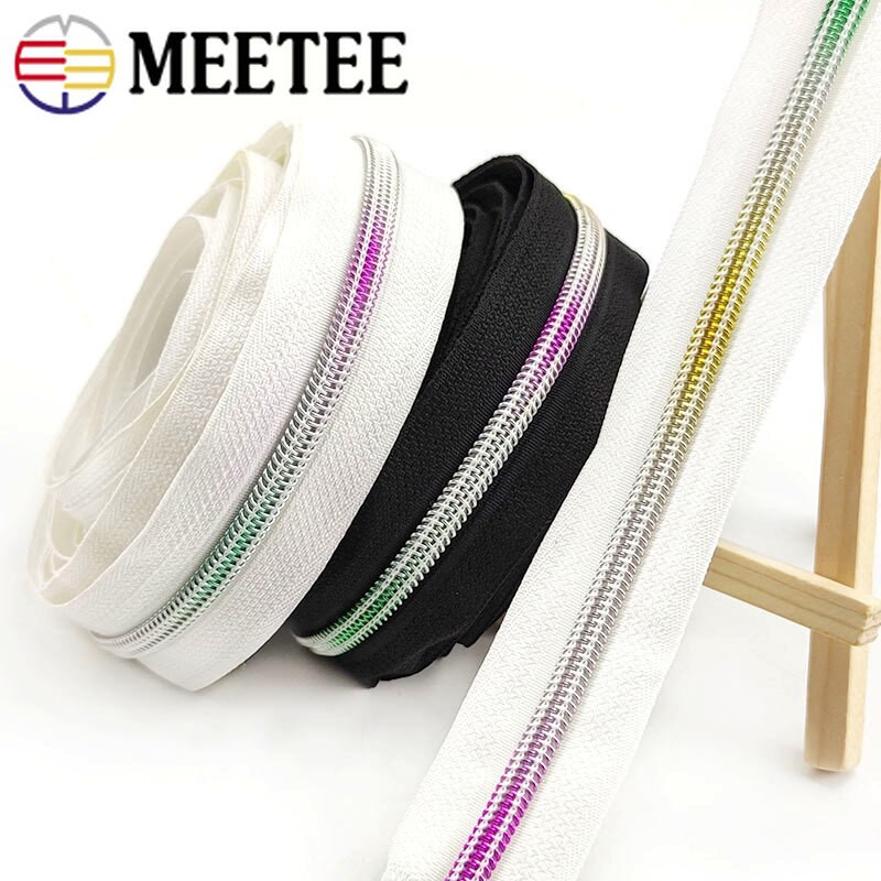 5 meetrit 5# nailonist tõmblukkude teip vikerkaare tõmblukuga tõmblukuga liugurkott jakk Riided Dekoratiivne tõmbluku paranduskomplekt Õmblustarvikud