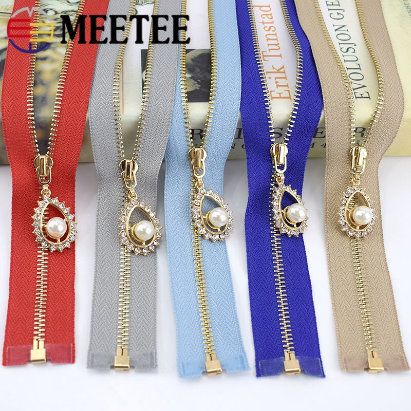 2/5 buc Meetee 3 # Fermoar metalic 40/50/60/70CM Fermoar dinți aurii cu capăt deschis pentru genți de cusut Poșetă jos jachetă fusta Accesoriu pentru îmbrăcăminte