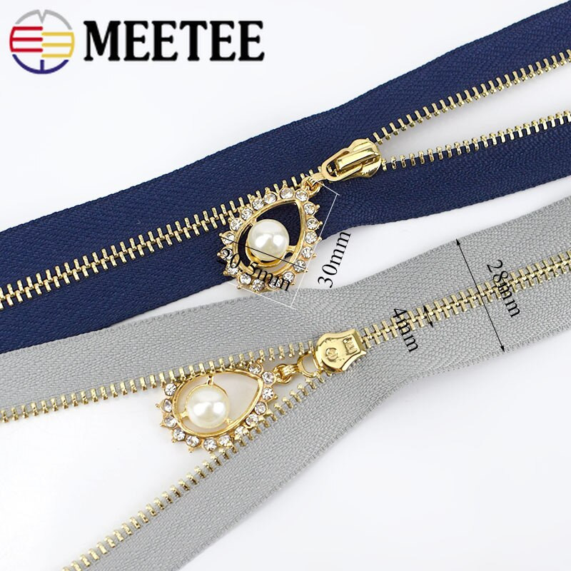 2/5 buc Meetee 3 # Fermoar metalic 40/50/60/70CM Fermoar dinți aurii cu capăt deschis pentru genți de cusut Poșetă jos jachetă fusta Accesoriu pentru îmbrăcăminte