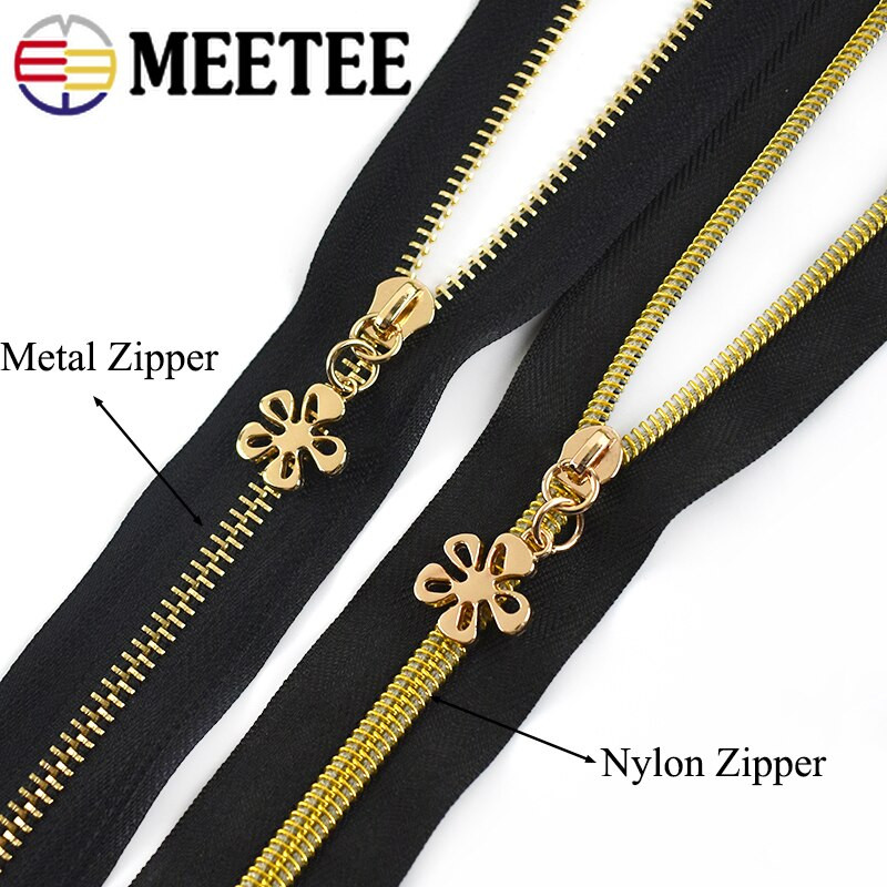 10 buc Meetee 5 # Glisoare cu fermoar pentru fermoar metalic nailon Kit de reparare fermoar pentru geantă Cap cu fermoar haine jachetă haină DIY accesorii de cusut