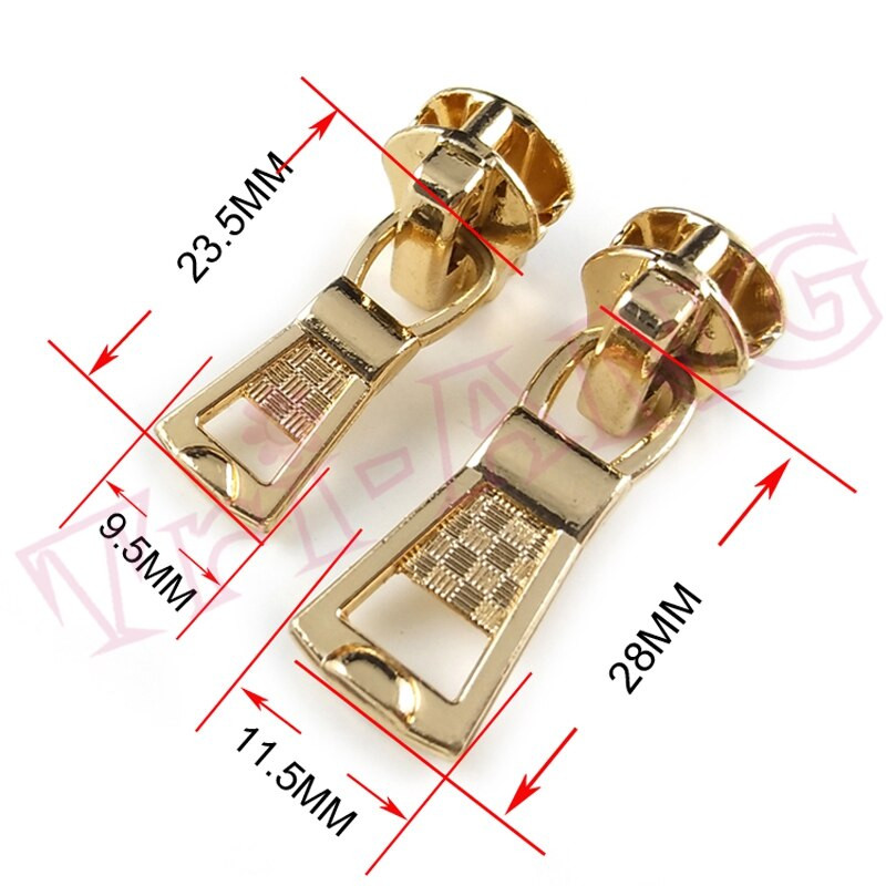 20 ks/sada, pokovované zlaté farby, 5# kovové zipsy s malými a veľkými úchytkami