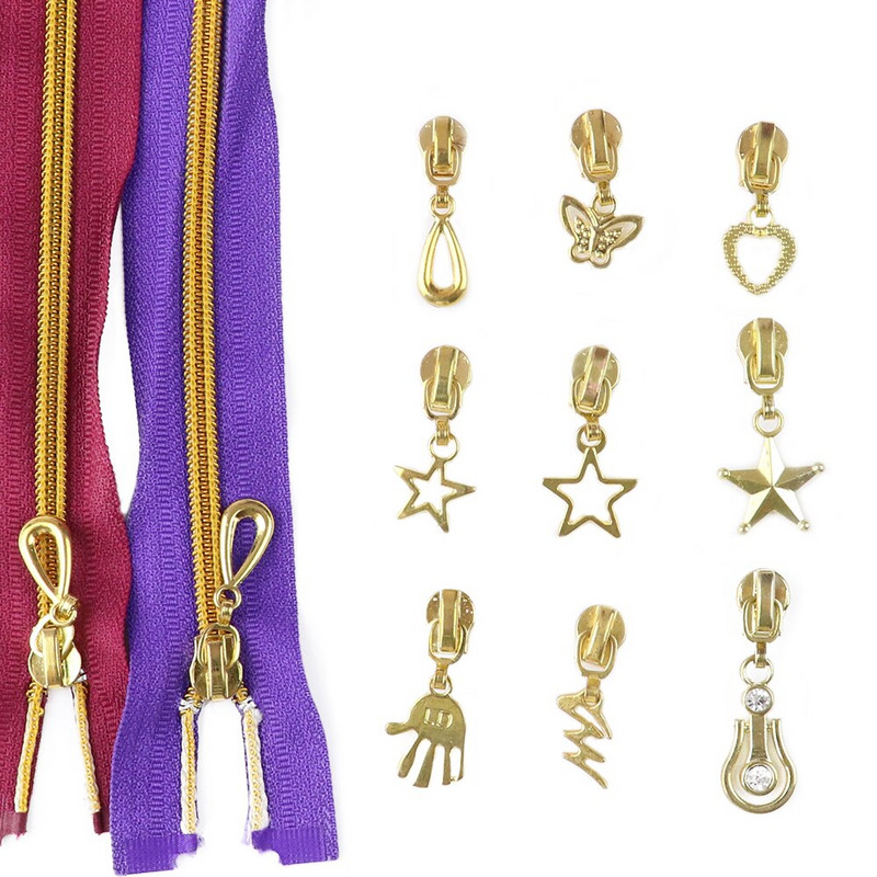 Módne 6 ks 5# kovové zipsy na kovové zipsy, oblečenie, kabát, automatické zamykanie, zipsy, jazdce, DIY šijacie príslušenstvo