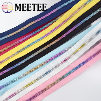 2/5/10 метра Meetee 5# Найлонова лента с ципове Цветни ципове Ролка за шиене на палто Комплект за ремонт на багаж Аксесоари с ципове на дрехи