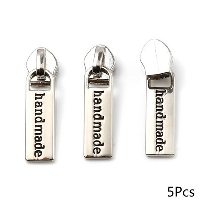 5 buc. Glisoare cu fermoar din metal lucrate manual pentru fermoar din nailon 5# Fermoare pentru îmbrăcăminte Seturi de reparare a sacului de extragere a capului Accesorii de cusut DIY 3,7x1cm