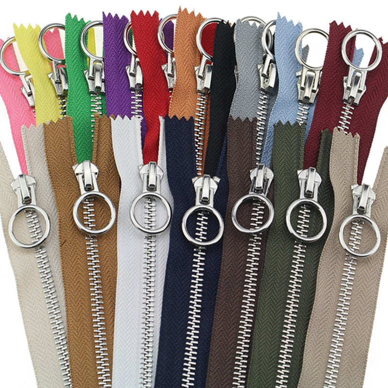 1 ks 20 cm 5# Jednoduchý posuvník Zips s otvoreným koncom a O-krúžkovou hlavou s automatickým uzamykaním Kovové zipsy na páperovú bundu, kabát, tašku, šijacie príslušenstvo pre domácich majstrov