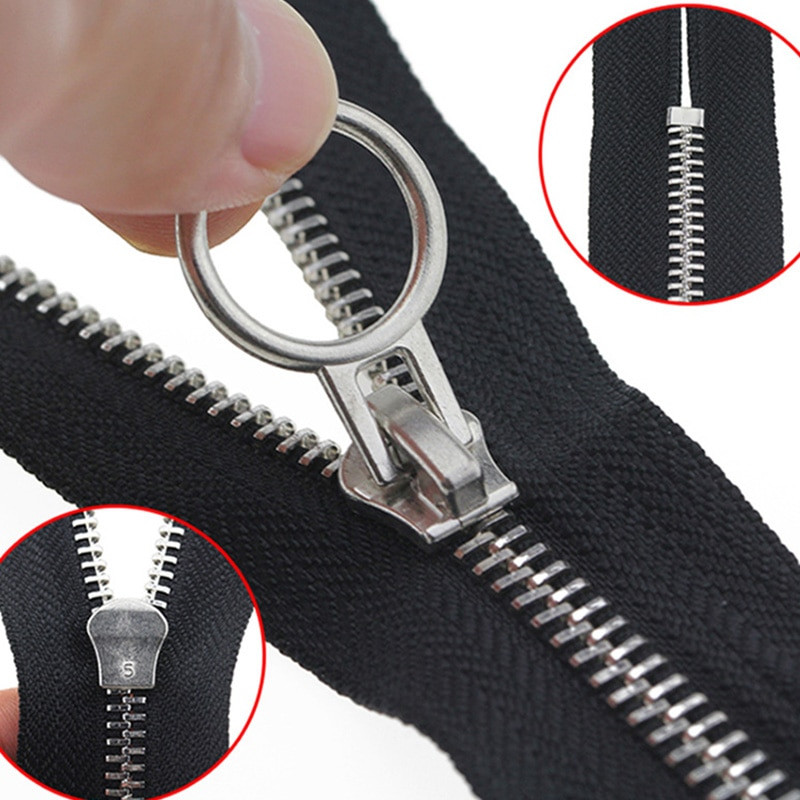 1 ks 20 cm 5# Jednoduchý posuvník Zips s otvoreným koncom a O-krúžkovou hlavou s automatickým uzamykaním Kovové zipsy na páperovú bundu, kabát, tašku, šijacie príslušenstvo pre domácich majstrov