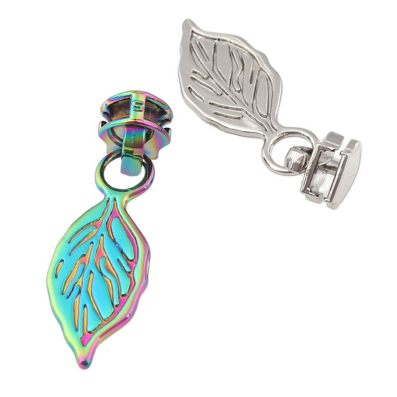 10 buc. Curcubeu în formă de frunze de argint Glisor Fermoar Metal Fashion Extractor pentru fermoar DIY Geanta de lucru manual Bagaje DIY Cusut Accesorii pentru artizanat
