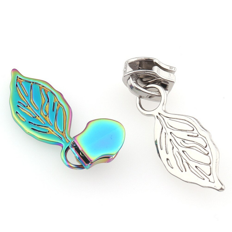 10 buc. Curcubeu în formă de frunze de argint Glisor Fermoar Metal Fashion Extractor pentru fermoar DIY Geanta de lucru manual Bagaje DIY Cusut Accesorii pentru artizanat