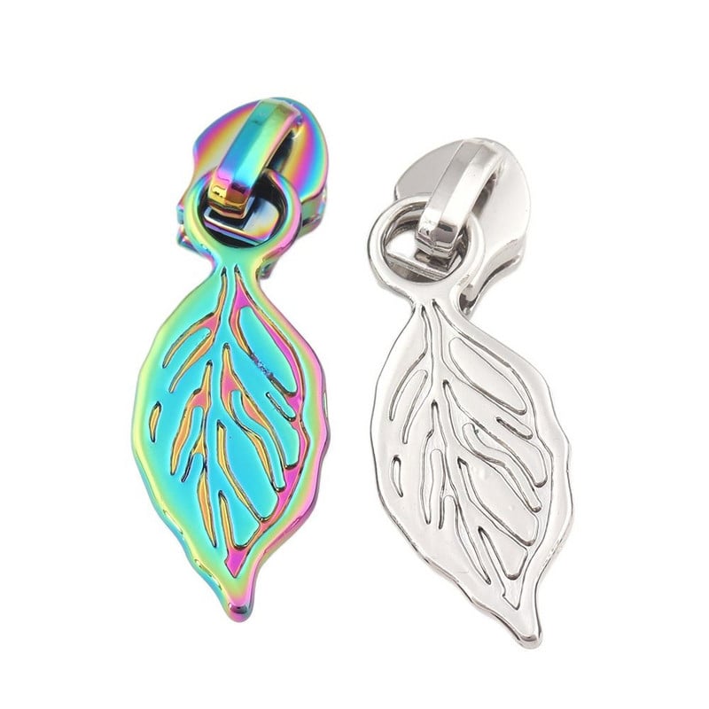 10 buc. Curcubeu în formă de frunze de argint Glisor Fermoar Metal Fashion Extractor pentru fermoar DIY Geanta de lucru manual Bagaje DIY Cusut Accesorii pentru artizanat