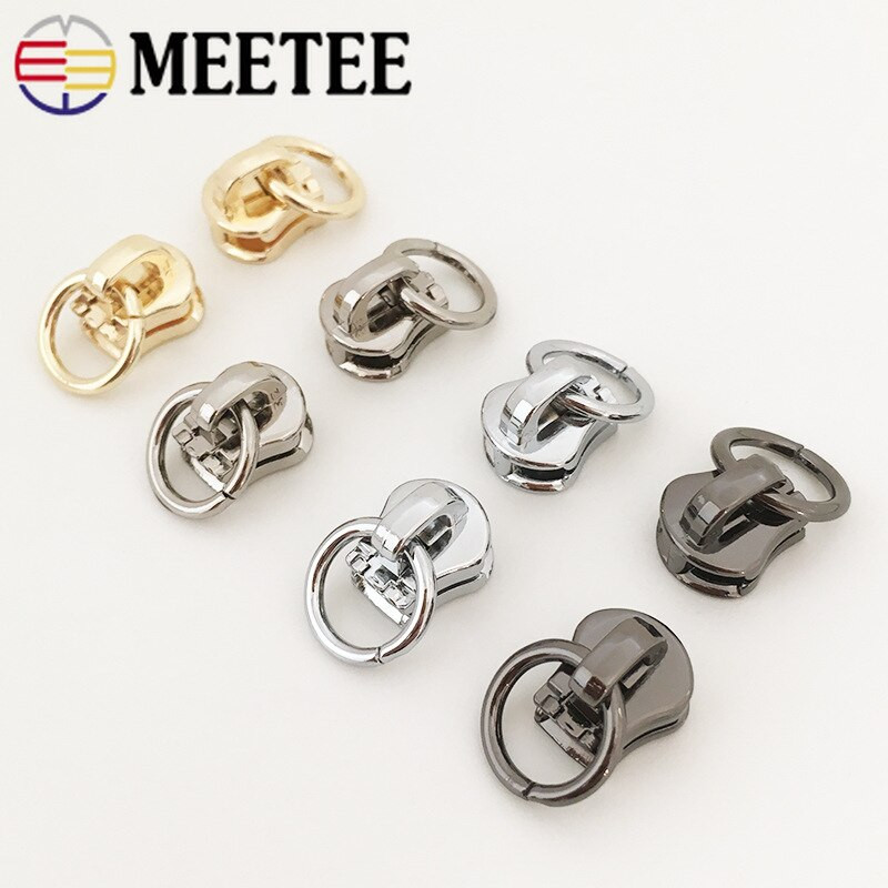 10 buc Meetee 3 # 5 # Glisoare cu fermoar din aliaj pentru fermoar metalic O Ring Extractor Fermoare Pungă de cap Kit de reparare fermoar Accesorii de cusut DIY