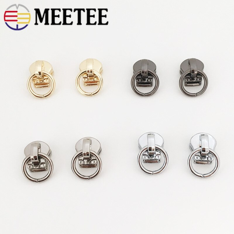 10 buc Meetee 3 # 5 # Glisoare cu fermoar din aliaj pentru fermoar metalic O Ring Extractor Fermoare Pungă de cap Kit de reparare fermoar Accesorii de cusut DIY