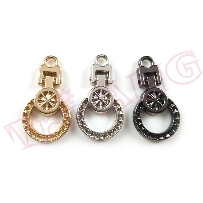 20 ks/sada, lesklé okrúhle kovové zipsy s 5# jazdcami