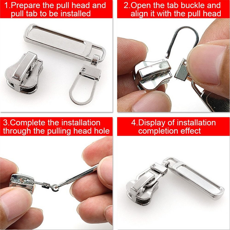 20 τμχ Αποσπώμενα μεταλλικά φερμουάρ Εξολκέα με φερμουάρ Καρτέλα έλξης φερμουάρ για Diy ράψιμο τσάντες Down Jacket Zipper Sliders Head φερμουάρ Κιτ επισκευής