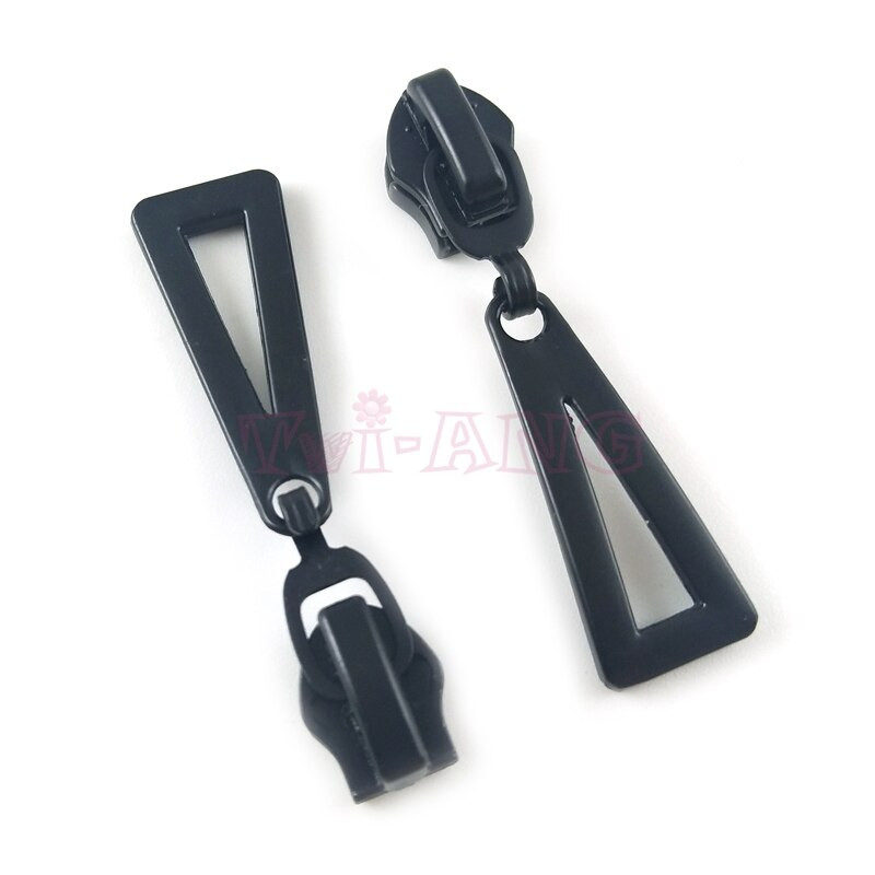 20 ks/sada, čierne 5# zipsové klzáky s úzkym trojuholníkovým tvarom pre reverzný nylonový zips a živicový zips