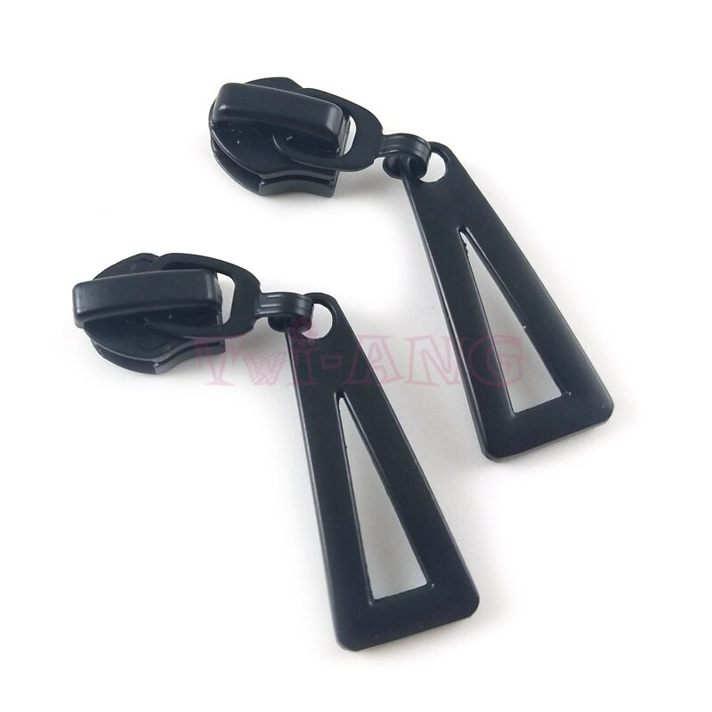 20 ks/sada, čierne 5# zipsové klzáky s úzkym trojuholníkovým tvarom pre reverzný nylonový zips a živicový zips