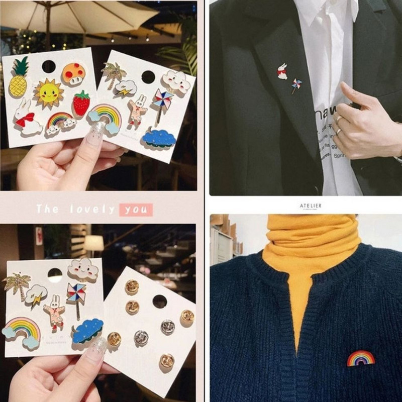 Kalėdų dekoras 20/30/40/50 vnt Atsitiktiniai ženkliukai Mieli asmeniniai ženkliukai Madingi segtukai Priedai animacinių filmų drabužių krepšiui metalinių segtukų rinkinys