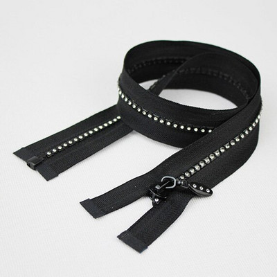 4 # 60/cm modă A fermoar cu strass fulger cu diamante strălucitoare Fermoare cu capăt deschis pentru cusut DIY geantă pentru haine accesorii