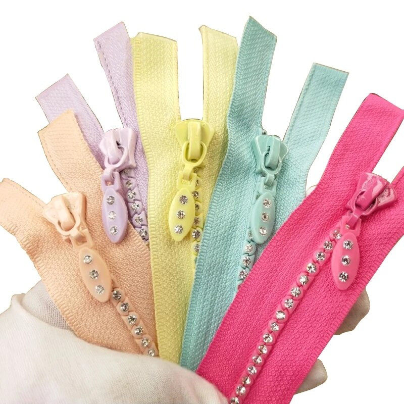 4 # 60/cm modă A fermoar cu strass fulger cu diamante strălucitoare Fermoare cu capăt deschis pentru cusut DIY geantă pentru haine accesorii