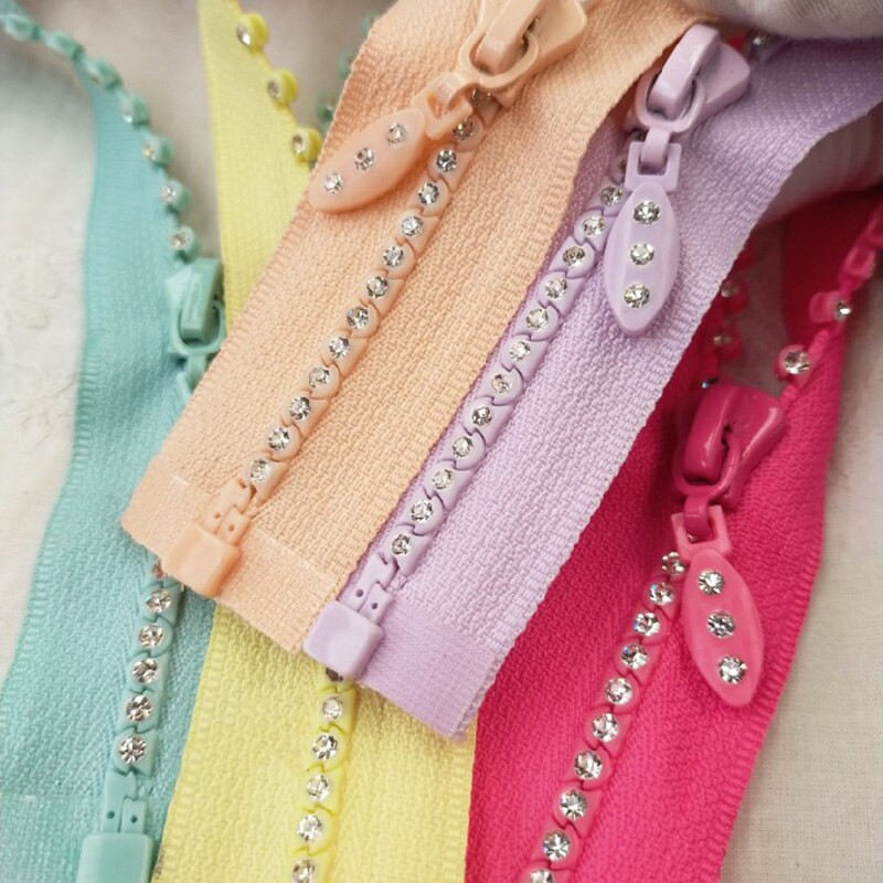 4 # 60/cm modă A fermoar cu strass fulger cu diamante strălucitoare Fermoare cu capăt deschis pentru cusut DIY geantă pentru haine accesorii