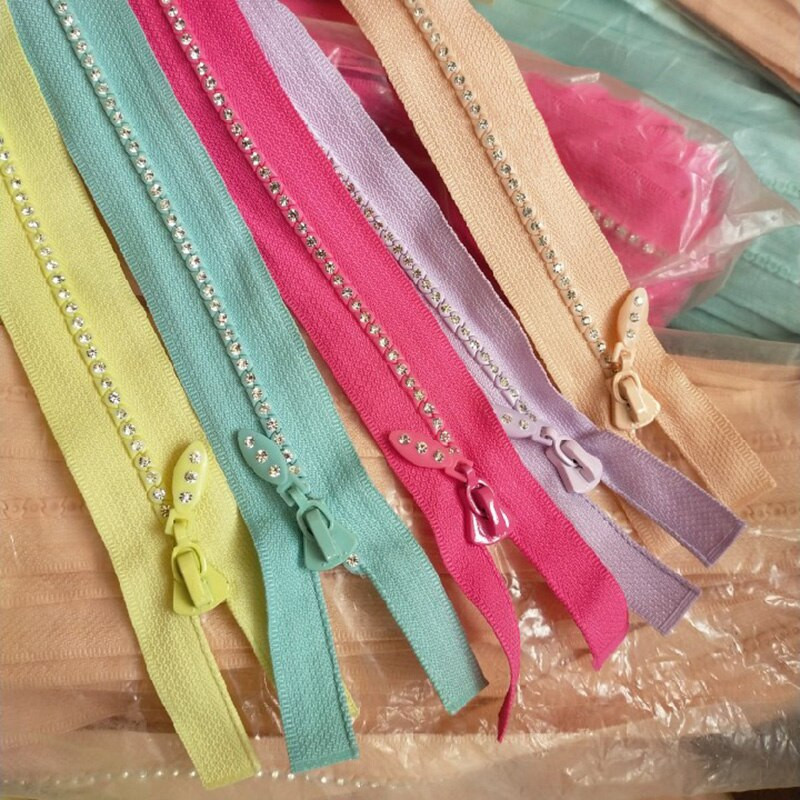 4 # 60/cm modă A fermoar cu strass fulger cu diamante strălucitoare Fermoare cu capăt deschis pentru cusut DIY geantă pentru haine accesorii