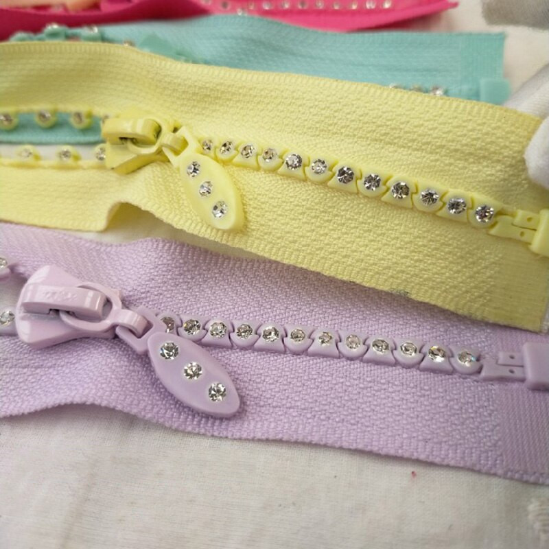 4 # 60/cm modă A fermoar cu strass fulger cu diamante strălucitoare Fermoare cu capăt deschis pentru cusut DIY geantă pentru haine accesorii