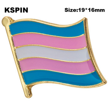 Μεταλλική καρφίτσα Transgender Flag Σετ σήμα  Pride Τετράγωνα κουμπιά για ρούχα 1τμχ