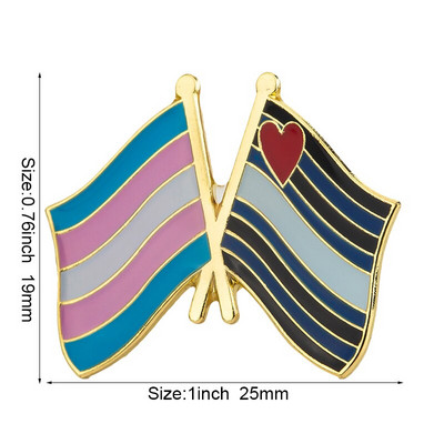Metallist nööpnõel Transseksuaalide lipp Uhkusmärgi komplekt Kandilised nööbid riietele 1tk