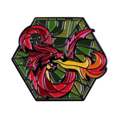 C2985 Dragon on D20 Dice Emal Pin Dungeons Inspired Brooch Dice Game Badge Fashion Jewelry Decorate