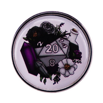 C2985 Dragon on D20 Dice Emal Pin Dungeons Inspired Brooch Dice Game Badge Fashion Jewelry Decorate