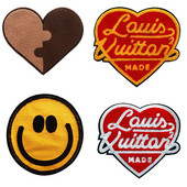 Big Fashion Υπέροχο κέντημα πετσέτας Κίτρινο χαμογελαστό πρόσωπο Μικτό χρώμα σε σχήμα καρδιάς Αγγλικό υφασμάτινο αυτοκόλλητο DIY Badge casual ρούχα