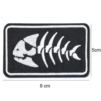Нова кръпка за бродерия с рибена кост Правоъгълна значка с риба Лента за ръка Орангутан Лента за гърди Залепване на шапки Яке Раница Закопчалка