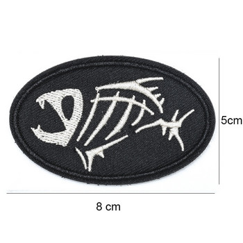 Нова кръпка за бродерия с рибена кост Правоъгълна значка с риба Лента за ръка Орангутан Лента за гърди Залепване на шапки Яке Раница Закопчалка