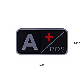 3D PVC кръпка A+ B+ AB+ O+ Положителна POS A- B- AB- O- Отрицателна NEG Групова кръпка за кръвна група Тактически лепенки Военни значки